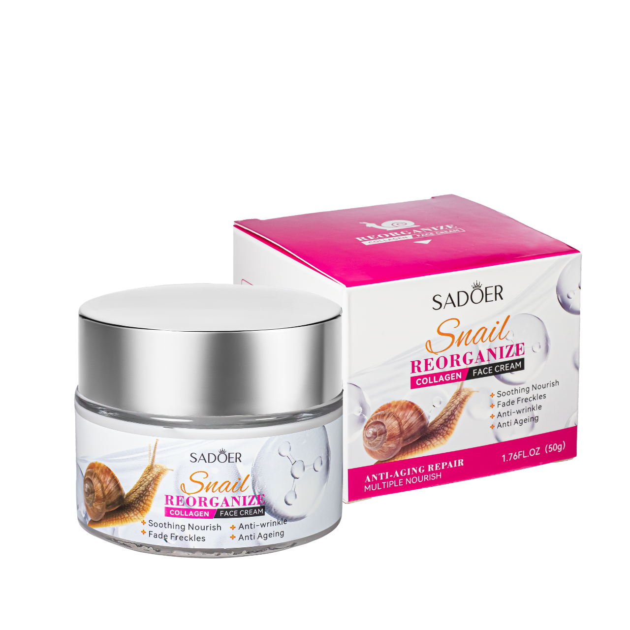 Антивіковий крем для обличчя Sadoer Snail Collagen Reorganizing з муцином равлика 50 г Антивіковий крем для обличчя Sadoer Snail Collagen Reorganizing з муцином равлика 50 г