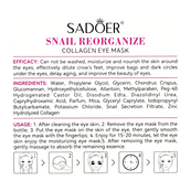 Омолаживающие патчи для кожи вокруг глаз Sadoer Snail Reorganize Collagen Eye Mask SD 93547, 60 штук. Изображение №5