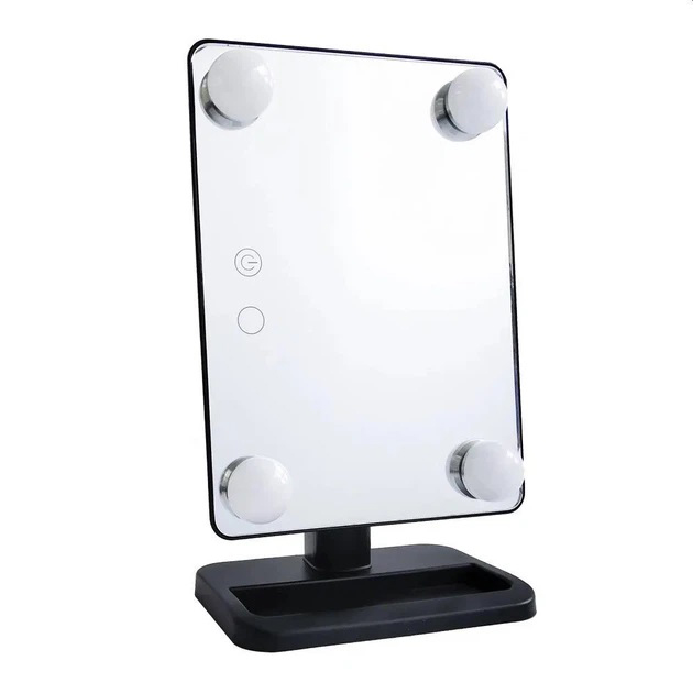 Настільне дзеркало для макіяжу Cosmetie mirror 360 Rotation Angel з підсвічуванням Black Настільне дзеркало для макіяжу Cosmetie mirror 360 Rotation Angel з підсвічуванням Black