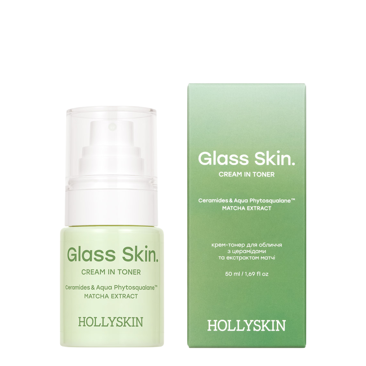 Крем-тонер для лица Hollyskin Glass Skin с церамидами и матча 50 мл Крем-тонер для лица Hollyskin Glass Skin с церамидами и матча 50 мл
