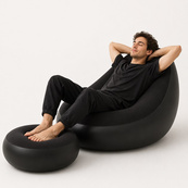 Надувное кресло с пуфом для отдыха AIR SOFA велюровое Black. Изображение №2 Надувное кресло с пуфом для отдыха AIR SOFA велюровое Black. Изображение №2