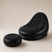 Надувное кресло с пуфом для отдыха AIR SOFA велюровое Black. Изображение №3 Надувное кресло с пуфом для отдыха AIR SOFA велюровое Black. Изображение №3
