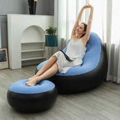 Надувное кресло с пуфом для отдыха AIR SOFA велюровое Blue. Изображение №3 Надувное кресло с пуфом для отдыха AIR SOFA велюровое Blue. Изображение №3
