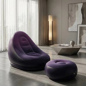Надувное кресло с пуфом для отдыха AIR SOFA велюровое Purple. Изображение №4 Надувное кресло с пуфом для отдыха AIR SOFA велюровое Purple. Изображение №4