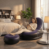 Надувное кресло с пуфом для отдыха AIR SOFA велюровое Purple. Изображение №7 Надувное кресло с пуфом для отдыха AIR SOFA велюровое Purple. Изображение №7
