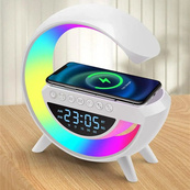 Настольная смарт лампа-ночник G-Smart BT-3401 с беспроводной зарядкой, колонкой и часами White. Изображение №3 Настольная смарт лампа-ночник G-Smart BT-3401 с беспроводной зарядкой, колонкой и часами White. Изображение №3