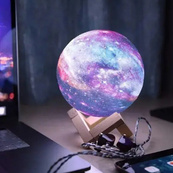 Настольный аккумуляторный ночник светильник для детской Magic 3D COLOR Moon Light с пультом. Изображение №2