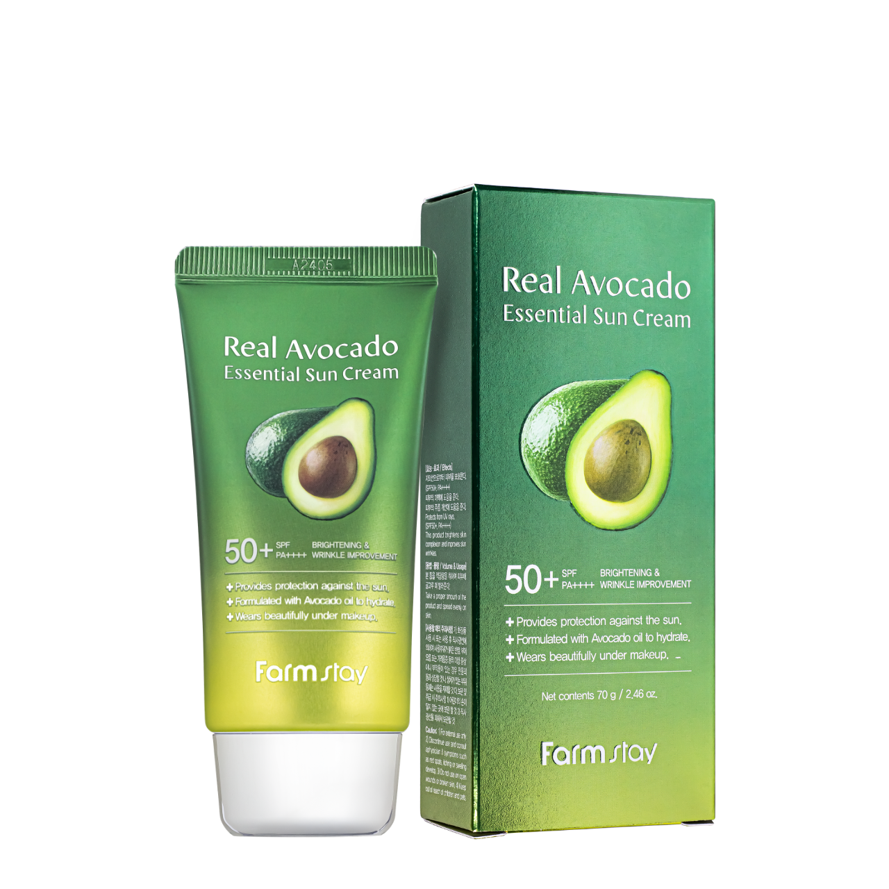 Солнцезащитный крем для лица с SPF 50+ PA++++ FarmStay Real Avocado, 70 мл Солнцезащитный крем для лица с SPF 50+ PA++++ FarmStay Real Avocado, 70 мл