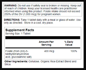 Methyl Folate 400mcg - 90 tabs. Зображення №2 Methyl Folate 400mcg - 90 tabs. Зображення №2
