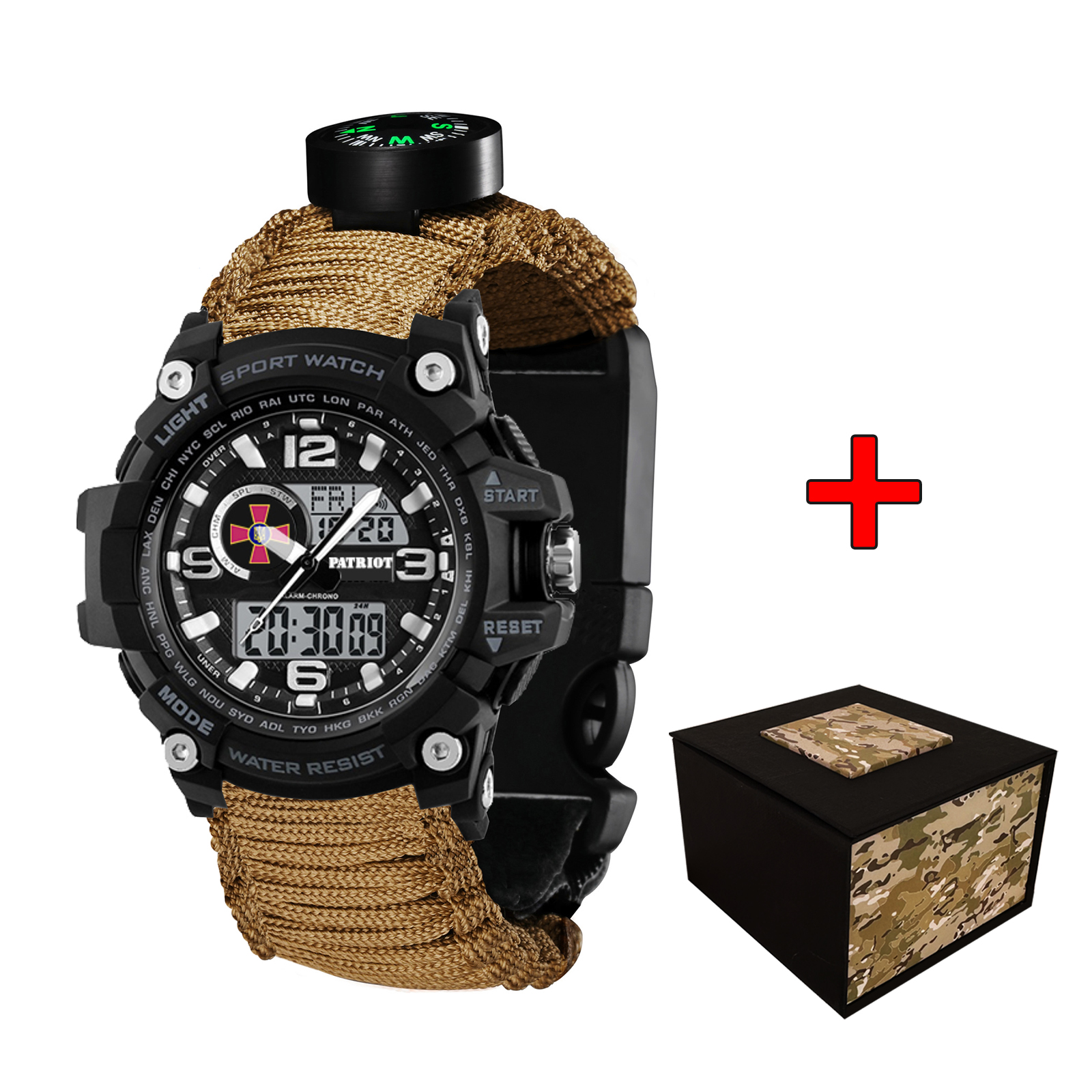 Patriot 012BKSU ЗСУ Чорні Паракордовий ремінець Khaki + Коробка Patriot 012BKSU ЗСУ Чорні Паракордовий ремінець Khaki + Коробка