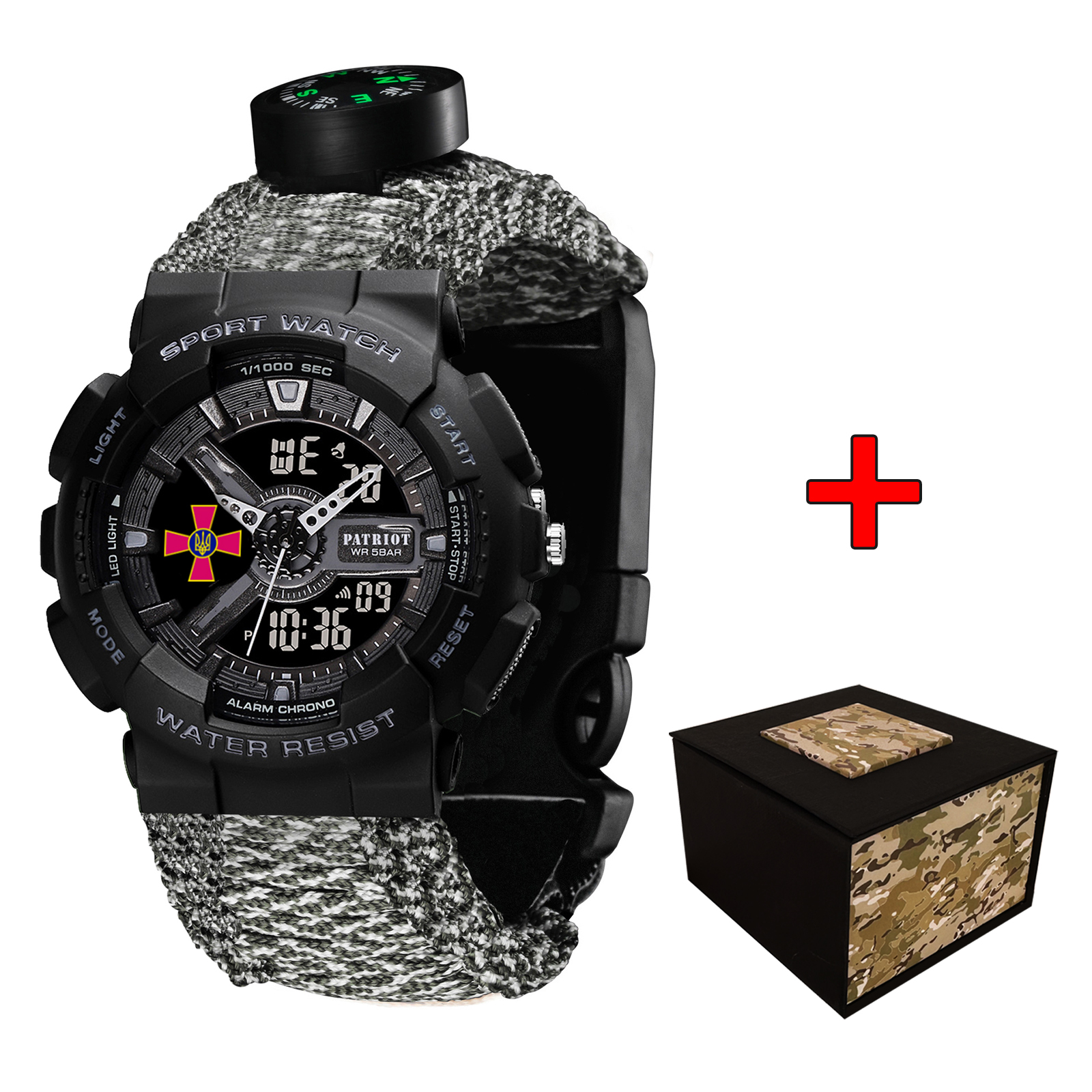 Patriot 005BKSU ЗСУ Чорні Паракордовий ремінець ACU + Коробка Patriot 005BKSU ЗСУ Чорні Паракордовий ремінець ACU + Коробка