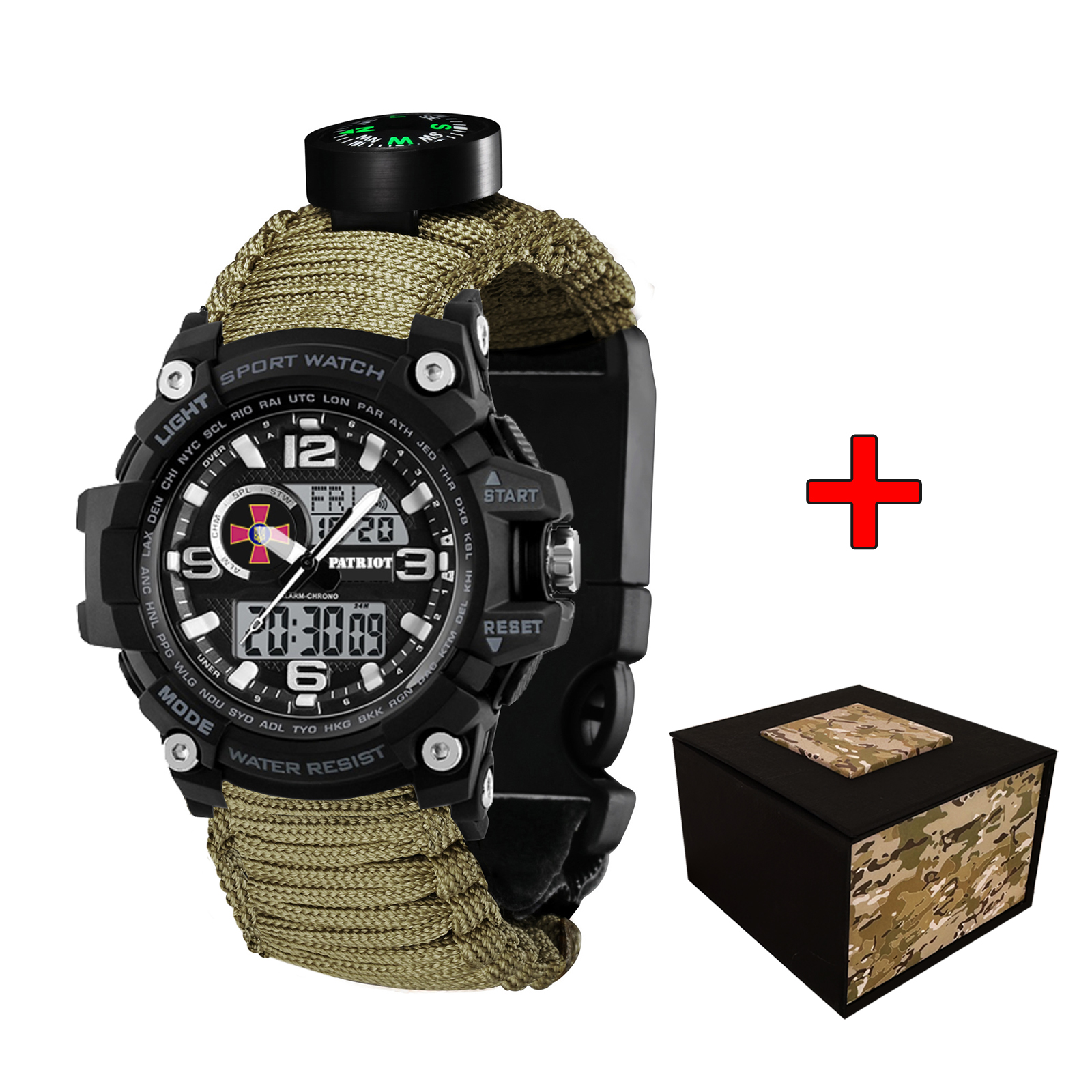 Patriot 012BKSU ЗСУ Чорні Паракордовий ремінець Army Green + Коробка Patriot 012BKSU ЗСУ Чорні Паракордовий ремінець Army Green + Коробка