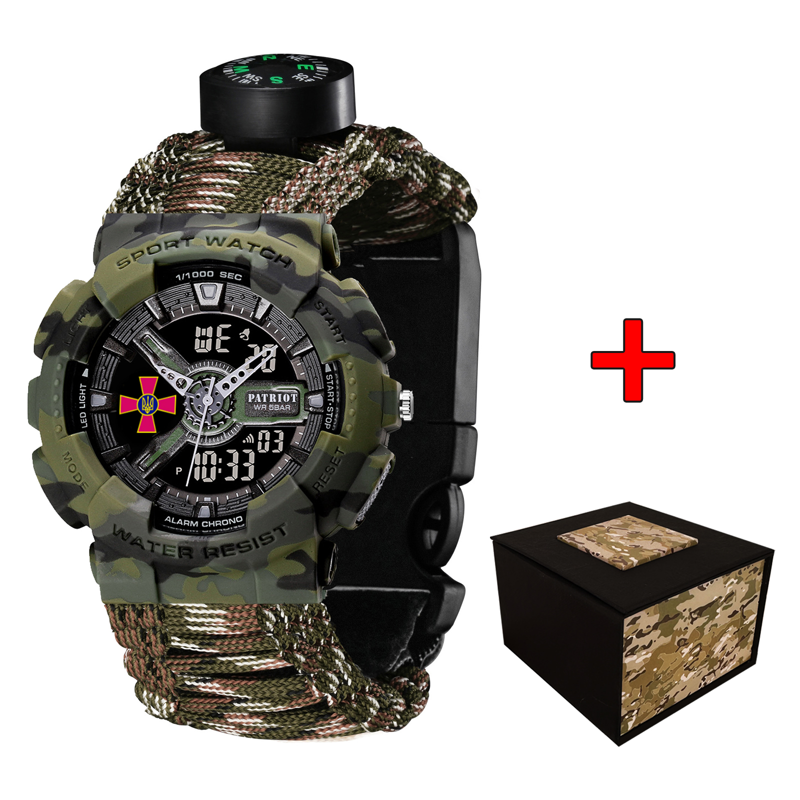 Patriot 005CMGRSU ЗСУ Зелений камуфляж Паракордовий ремінець Camo Green + Коробка. Patriot 005CMGRSU ЗСУ Зелений камуфляж Паракордовий ремінець Camo Green + Коробка.