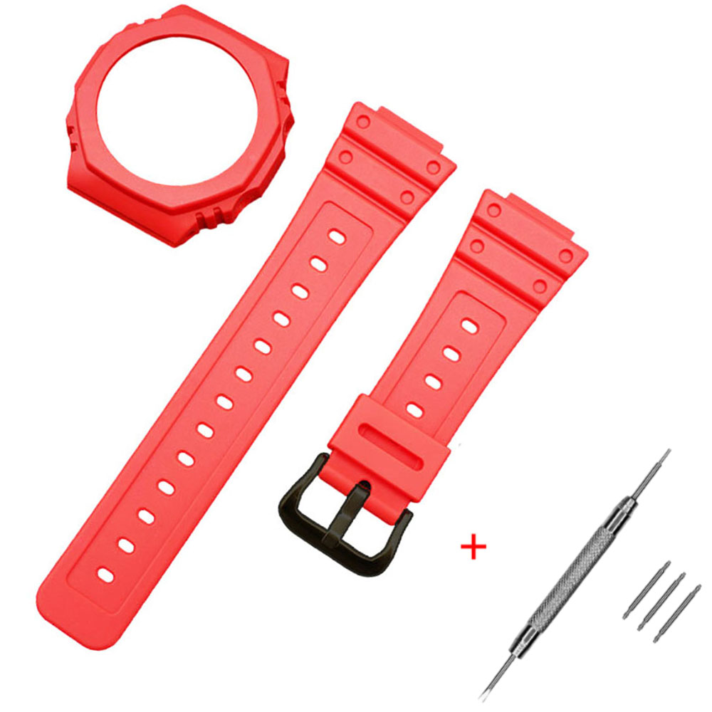 Ремінець + безель (рант) для Casio G-Shock GA-2100/GA-2110 Red Black Ремінець + безель (рант) для Casio G-Shock GA-2100/GA-2110 Red Black