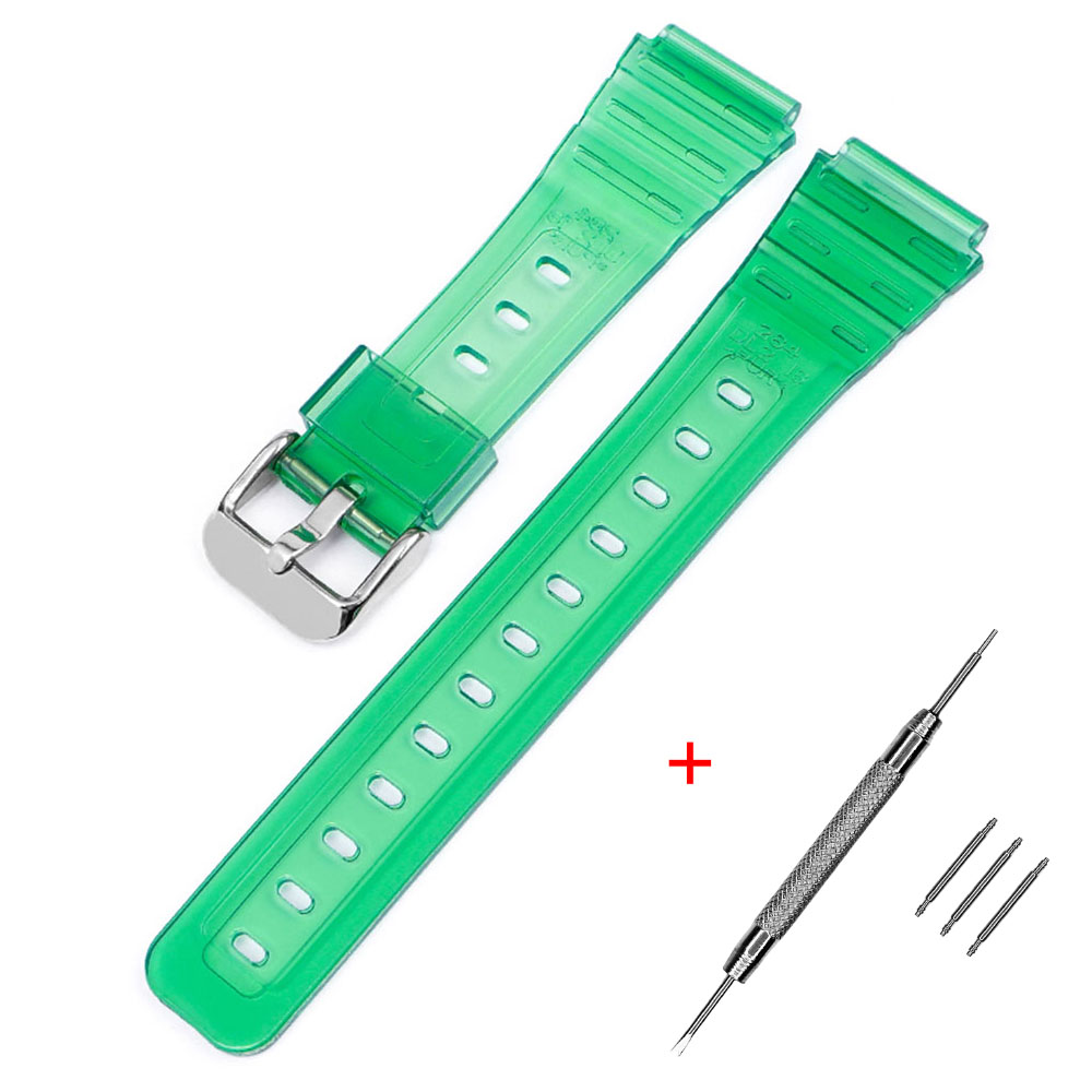 Ремінець для Casio F-91W Jelly Green SI Ремінець для Casio F-91W Jelly Green SI
