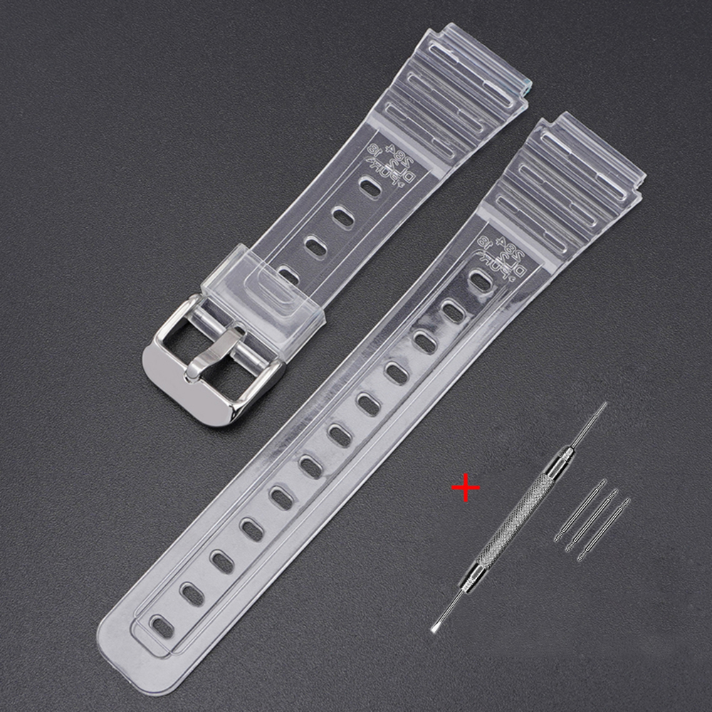 Ремінець для Casio G-Shock F-84/94/105, F-91W, AE1300 Jelly Transparent Silver Ремінець для Casio G-Shock F-84/94/105, F-91W, AE1300 Jelly Transparent Silver