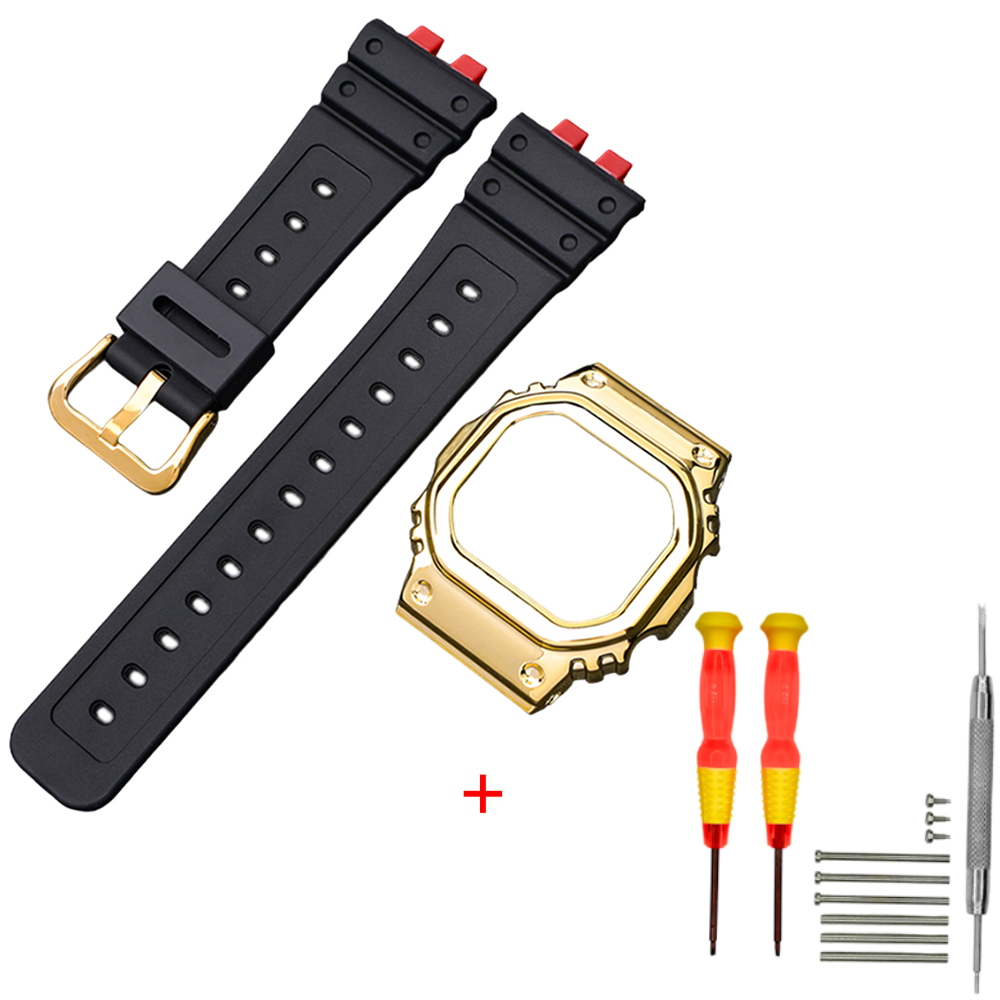 Ремінець + безель (рант) для Casio G-Shock GMW-B5000 Red-Black GD Ремінець + безель (рант) для Casio G-Shock GMW-B5000 Red-Black GD