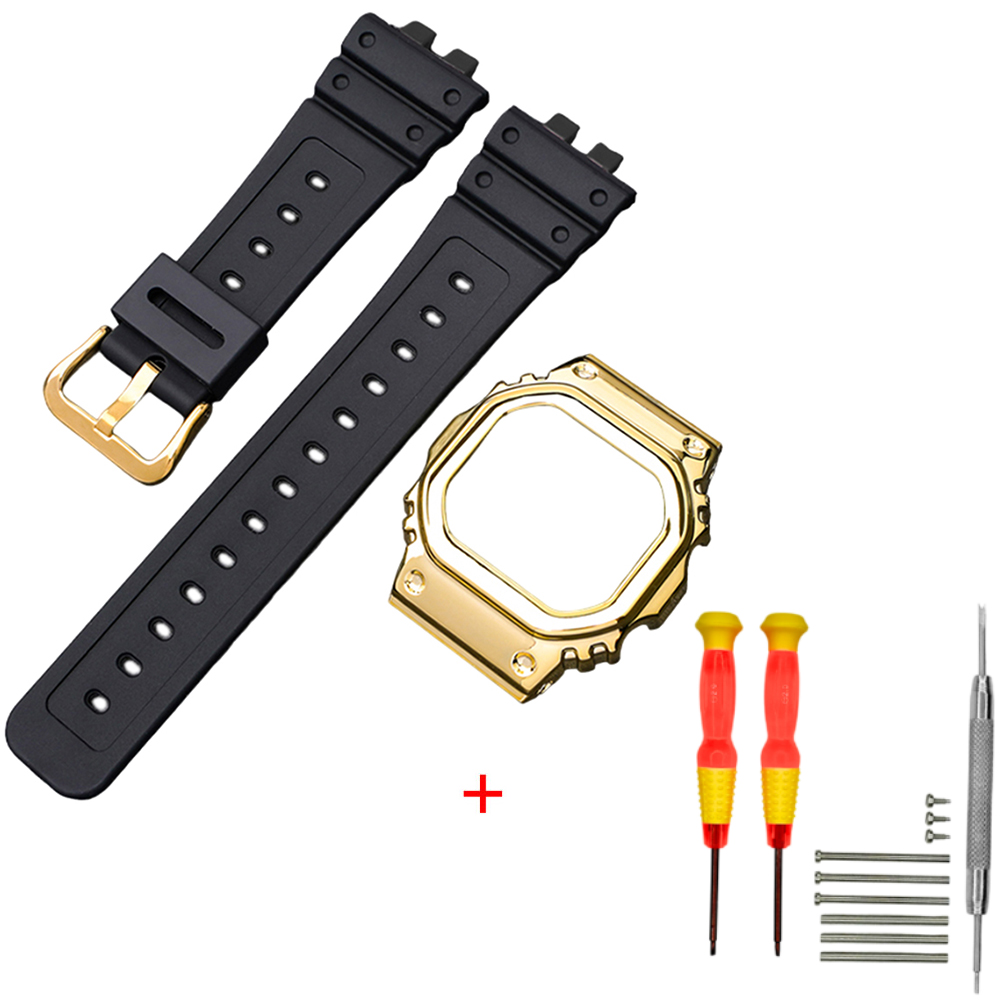 Ремінець + безель (рант) для Casio G-Shock GMW-B5000 Black GD Ремінець + безель (рант) для Casio G-Shock GMW-B5000 Black GD