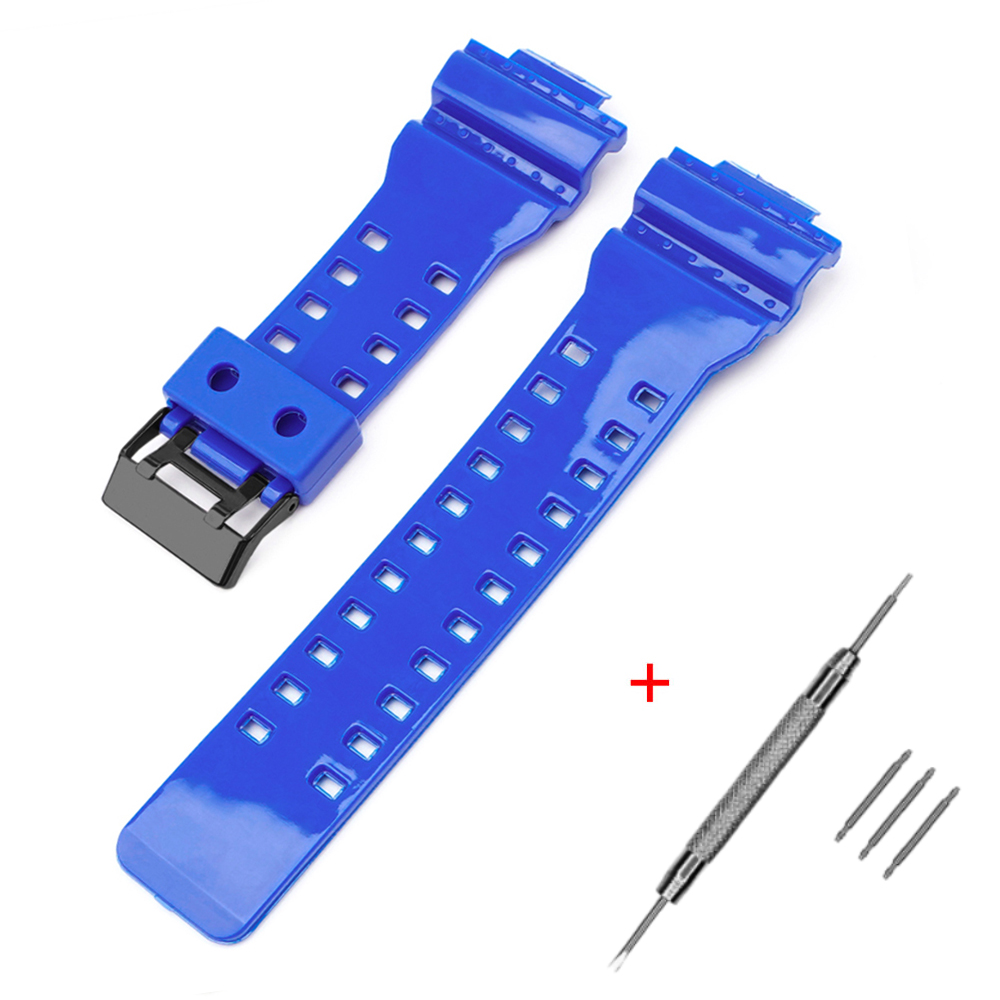 Ремінець для Casio G-Shock GA-100/110/120 Blue-Glossy BK Ремінець для Casio G-Shock GA-100/110/120 Blue-Glossy BK