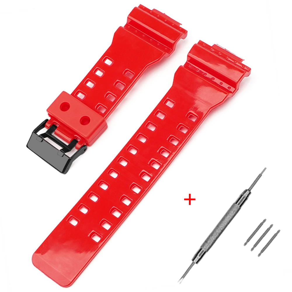 Ремінець для Casio G-Shock GA-100/110/120 Red-Glossy BK Ремінець для Casio G-Shock GA-100/110/120 Red-Glossy BK