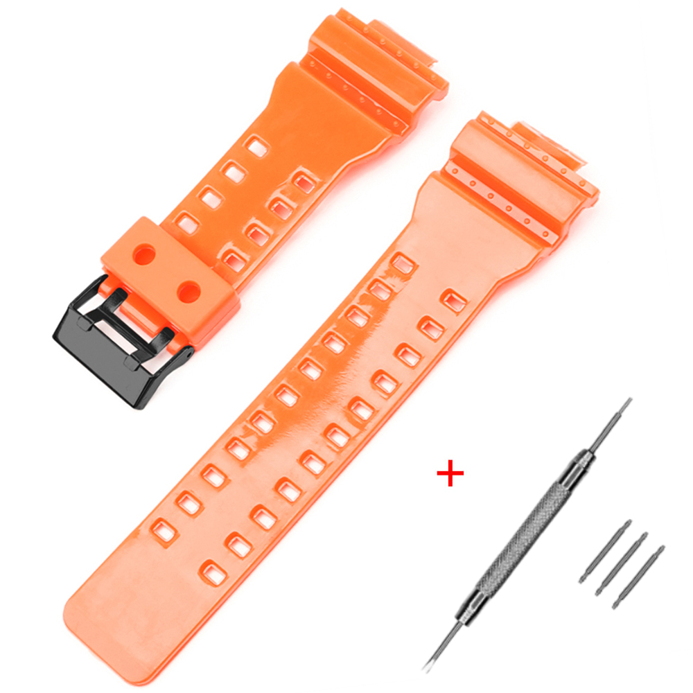 Ремінець для Casio G-Shock GA-100/110/120 Orange-Glossy BK Ремінець для Casio G-Shock GA-100/110/120 Orange-Glossy BK