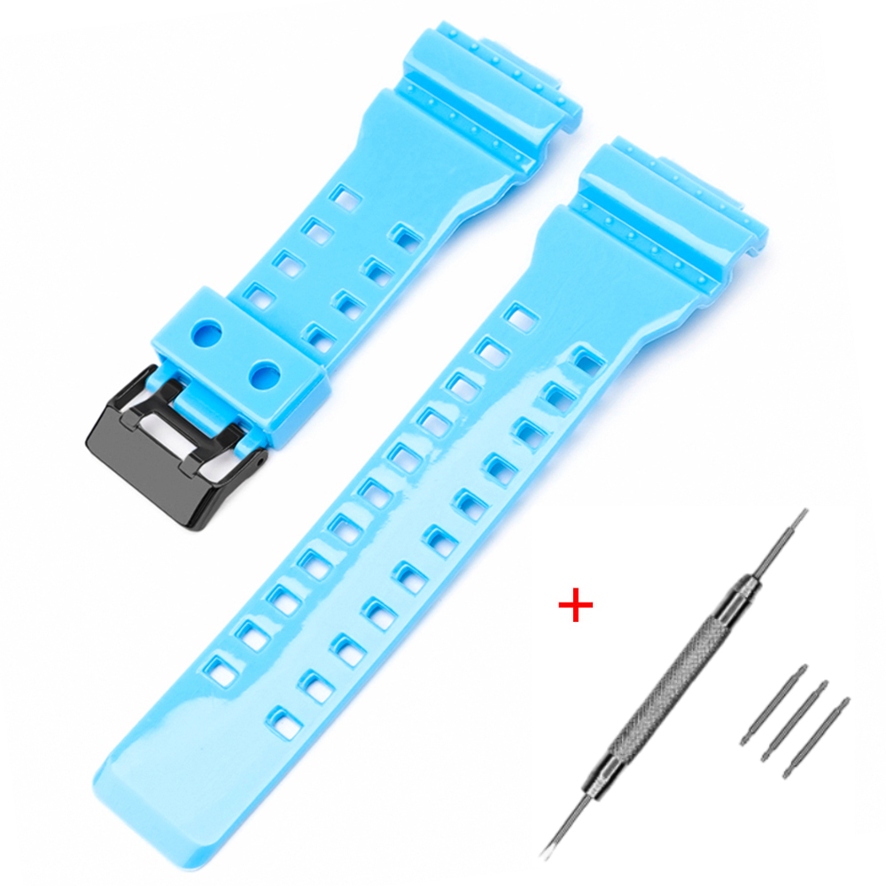 Ремінець для Casio G-Shock GA-100/110/120 Light Blue-Glossy BK Ремінець для Casio G-Shock GA-100/110/120 Light Blue-Glossy BK