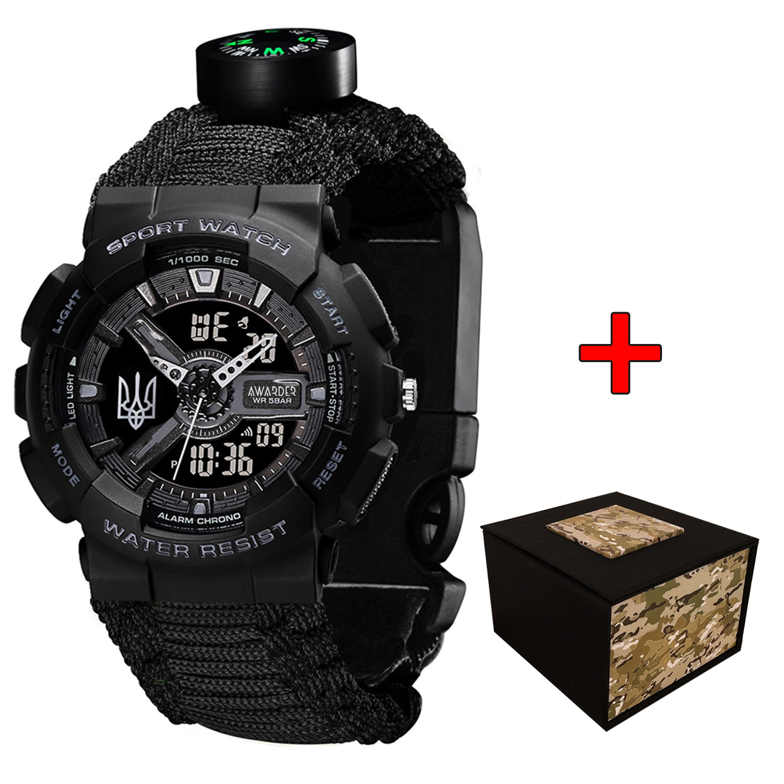 Awarder 005 Тризуб срібло Black + Паракордовий ремінець Black Awarder 005 Тризуб срібло Black + Паракордовий ремінець Black