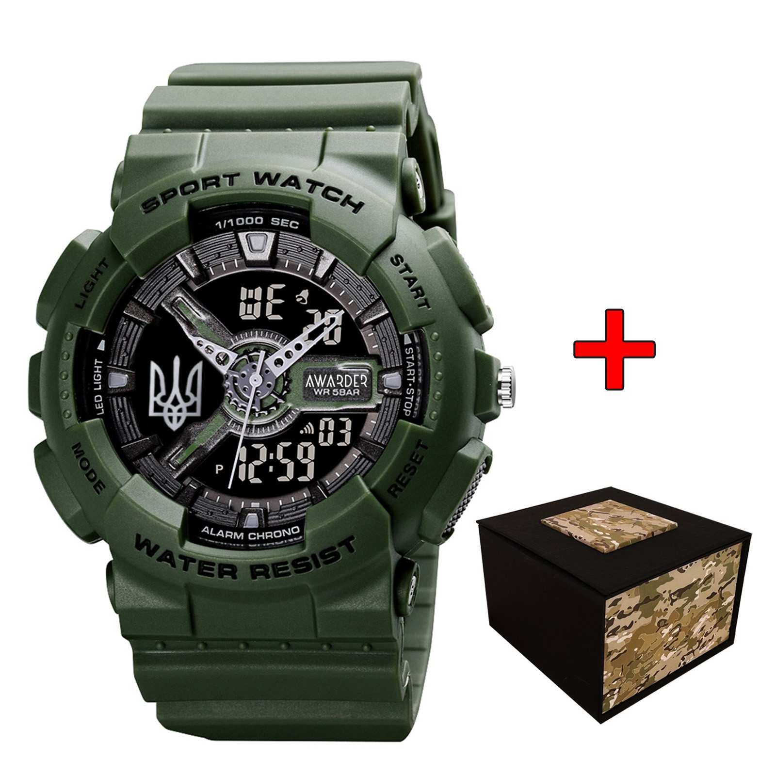 Awarder 005 Тризуб срібло Army Green + Коробка Awarder 005 Тризуб срібло Army Green + Коробка