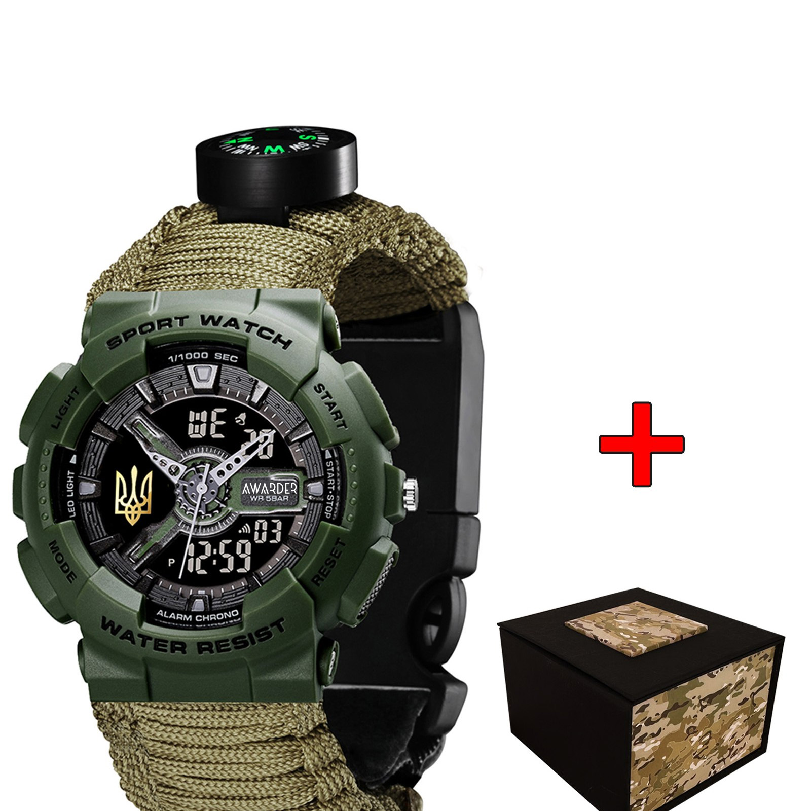 Awarder 005P Тризуб золото Army Green Паракордовий ремінець Army Green + Коробка. Awarder 005P Тризуб золото Army Green Паракордовий ремінець Army Green + Коробка.