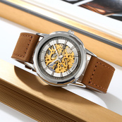 Skmei M035LSIDKBN Silver-Dark Brown Leather. Зображення №3