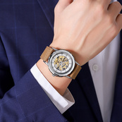 Skmei M035LSIDKBN Silver-Dark Brown Leather. Зображення №4