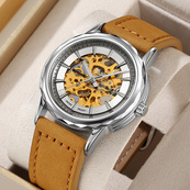 Skmei M035LSILTBN Silver-Light Brown Leather. Зображення №3