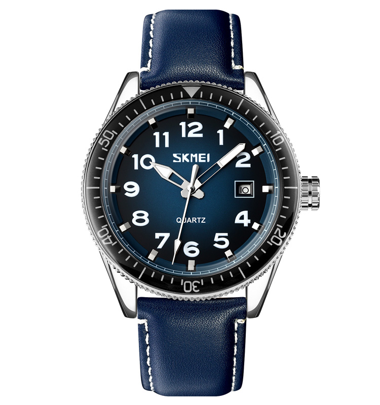 Skmei 9232LSIBU Silver-Blue-Leather Strap Skmei 9232LSIBU Silver-Blue-Leather Strap