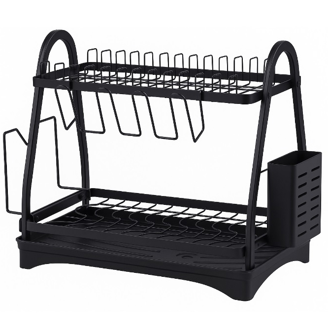 Сушарка для посуду Edenberg EB-17982 настільна 2 яруси 50х30х38 Black Сушарка для посуду Edenberg EB-17982 настільна 2 яруси 50х30х38 Black