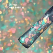 База камуфлююча для гель-лаку Steffani Cover Base 9 мл, 26 Молочна із золотистими рожевими бірюзовими пластівцями потали. Зображення №3 База камуфлююча для гель-лаку Steffani Cover Base 9 мл, 26 Молочна із золотистими рожевими бірюзовими пластівцями потали. Зображення №3