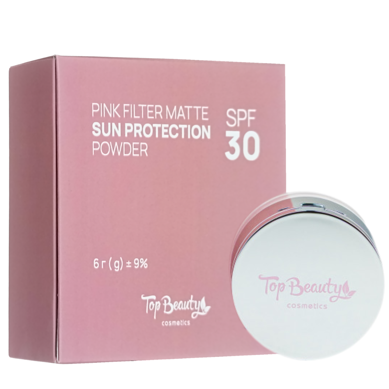 Пудра для обличчя матуюча сонцезахисна SPF30 Top Beauty, рожева Пудра для обличчя матуюча сонцезахисна SPF30 Top Beauty, рожева