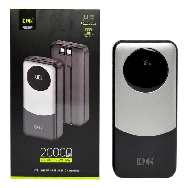 Універсальна мобільна батарея Power Bank King Power KPG-202X, 20000 mAh з швидкою зарядкою і кабелями Універсальна мобільна батарея Power Bank King Power KPG-202X, 20000 mAh з швидкою зарядкою і кабелями