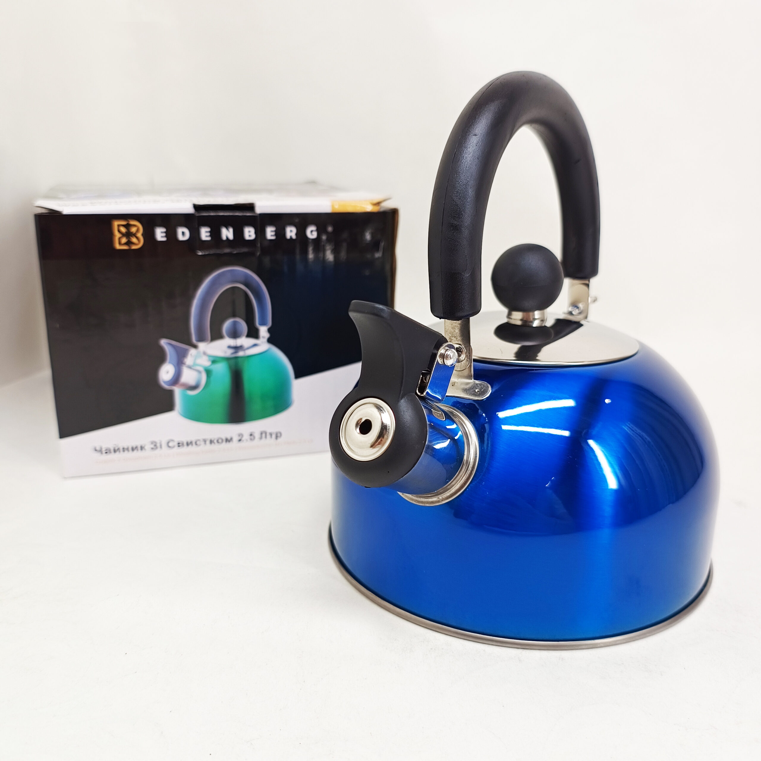 Чайник Edenberg EB-1346 із нержавіючої сталі зі свистком 2.5л Blue Чайник Edenberg EB-1346 із нержавіючої сталі зі свистком 2.5л Blue
