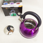 Чайник Edenberg EB-1346 из нержавеющей стали со свистком 2.5л Purple. Изображение №4 Чайник Edenberg EB-1346 из нержавеющей стали со свистком 2.5л Purple. Изображение №4