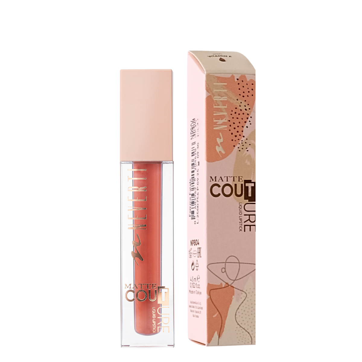 Матова помада для губ Neverti MATTE COUTURE LIQUID (NP804), 119 Dose of Rose, червоно-коричнева Матова помада для губ Neverti MATTE COUTURE LIQUID (NP804), 119 Dose of Rose, червоно-коричнева