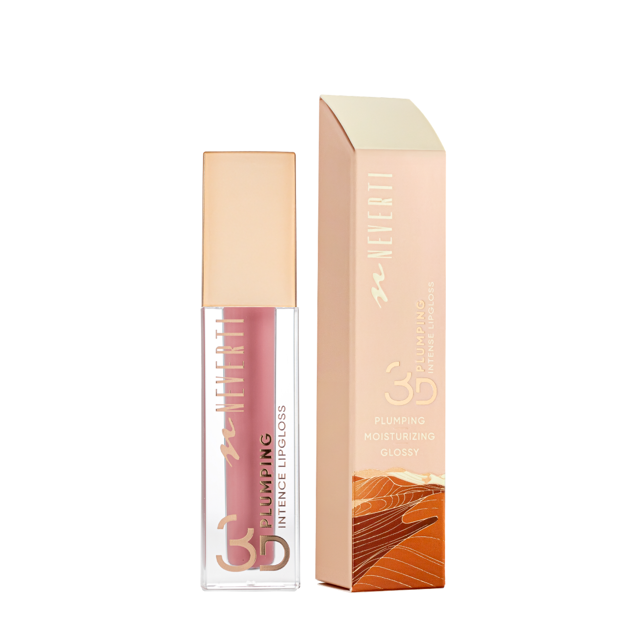 Блиск для губ Neverti 3D Plumping Intense Lipgloss зволожуючий (NP800), R13 Dazzling Plump Пудровий Блиск для губ Neverti 3D Plumping Intense Lipgloss зволожуючий (NP800), R13 Dazzling Plump Пудровий