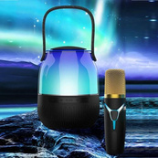 Портативная колонка XM-A68 с RGB подсветкой и микрофоном, Bluetooth микрофон для караоке. Изображение №6