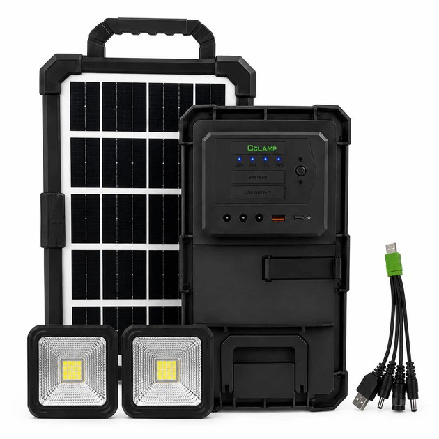 Портативна сонячна зарядна станція CCLAMP CL-083-38, 2400 mAh з LED-лампами / Автономне джерело живлення Портативна сонячна зарядна станція CCLAMP CL-083-38, 2400 mAh з LED-лампами / Автономне джерело живлення