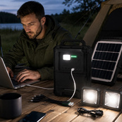 Портативна сонячна зарядна станція CCLAMP CL-083-38, 2400 mAh з LED-лампами / Автономне джерело живлення. Зображення №4 Портативна сонячна зарядна станція CCLAMP CL-083-38, 2400 mAh з LED-лампами / Автономне джерело живлення. Зображення №4