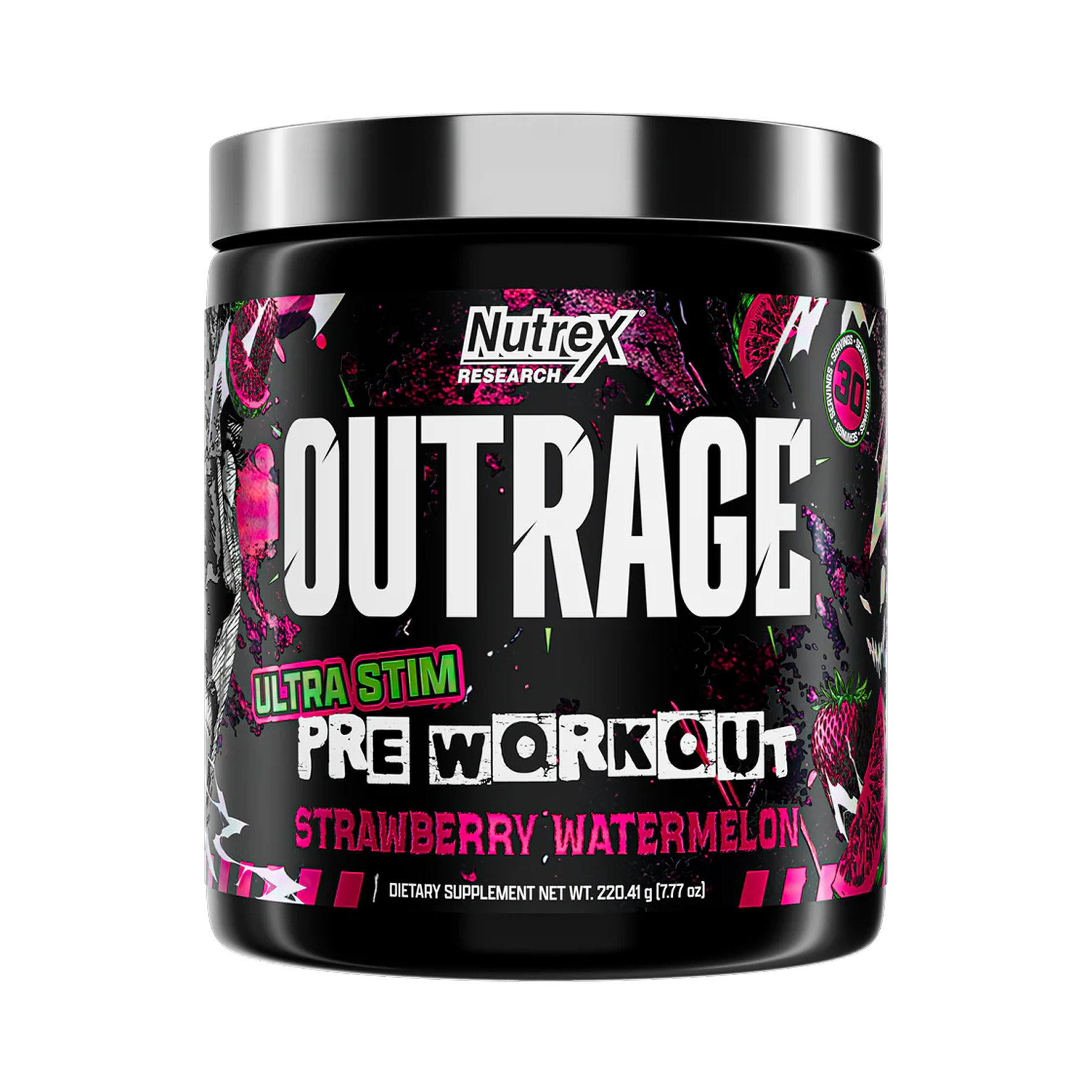 Outrage High‑Stim Pre‑Workout - 30 servings Strawberry Watermelon Outrage High‑Stim Pre‑Workout - 30 servings Strawberry Watermelon