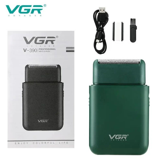Аккумуляторная мужская мини электробритва VGR V-390 для бритья бороды и усов шейвер Green Аккумуляторная мужская мини электробритва VGR V-390 для бритья бороды и усов шейвер Green