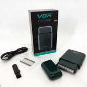 Аккумуляторная мужская мини электробритва VGR V-390 для бритья бороды и усов шейвер Green. Изображение №2 Аккумуляторная мужская мини электробритва VGR V-390 для бритья бороды и усов шейвер Green. Изображение №2