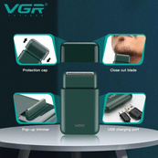 Аккумуляторная мужская мини электробритва VGR V-390 для бритья бороды и усов шейвер Green. Изображение №6 Аккумуляторная мужская мини электробритва VGR V-390 для бритья бороды и усов шейвер Green. Изображение №6