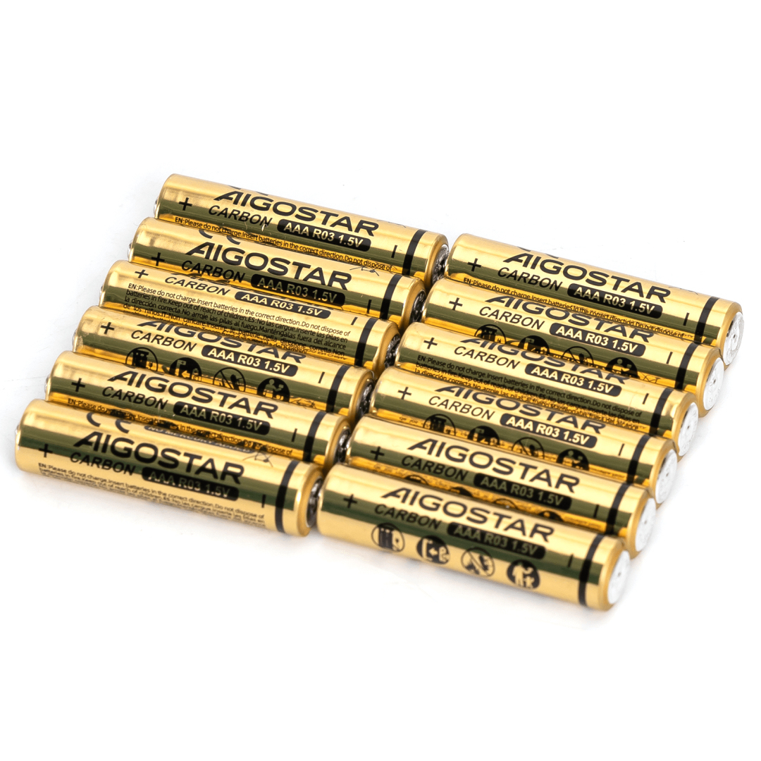 Батарейки Aigostar Carbon AAA R03 1.5V вугільні - набір 12 шт золотисті Батарейки Aigostar Carbon AAA R03 1.5V вугільні - набір 12 шт золотисті