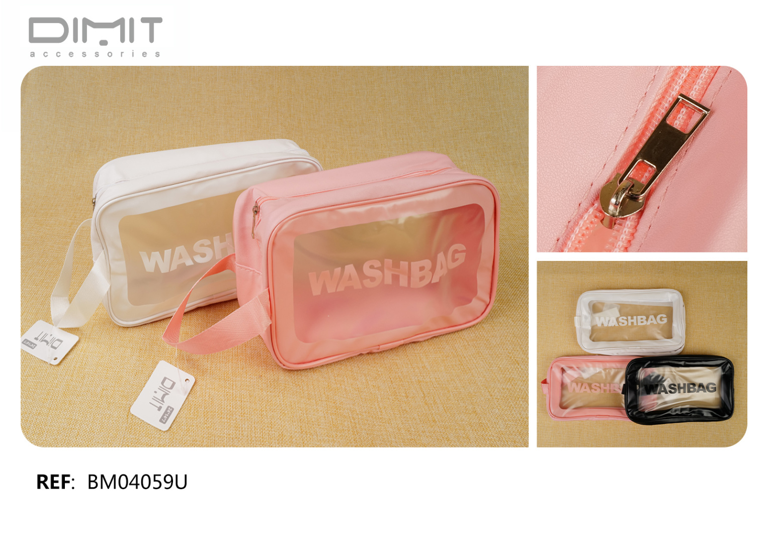 Косметичка прозрачная Washbag с ручкой 24x14x7 см - черная, белая, розовая Косметичка прозрачная Washbag с ручкой 24x14x7 см - черная, белая, розовая